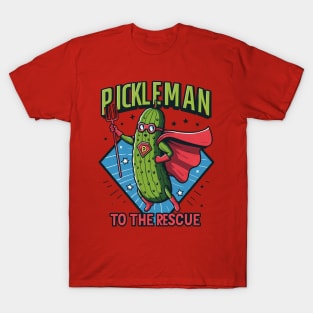 Pickleman To the Rescue Pickleball Pickle Humor T-Shirt